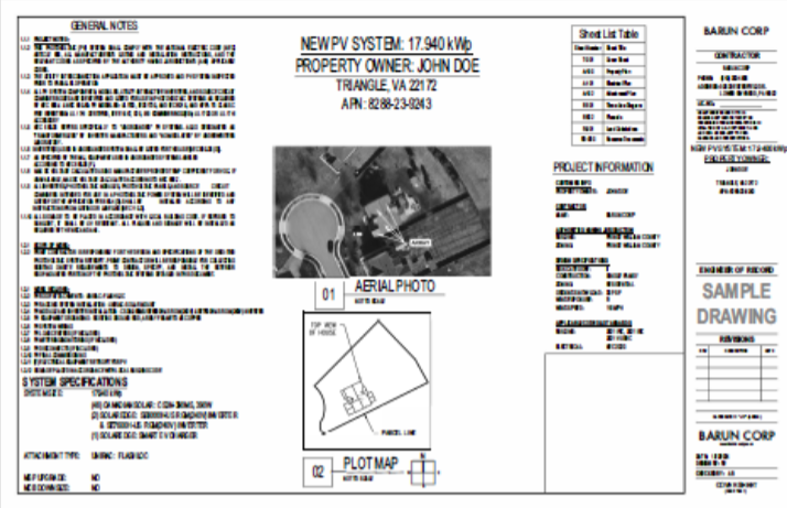 PV Design Plan Set Cover Sheet